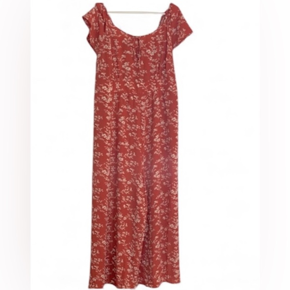 BloomChic burnt orange Flutter Sleeve Maxi jumpsuit